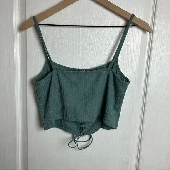 Shein Curve Heather Sage Green Crop Top Size 0XL (12 US) - Picture 5 of 8